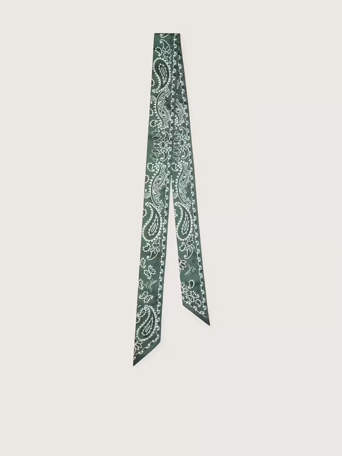 Set of Two Twill Ribbons with Green Paisley Pattern by Golden Goose