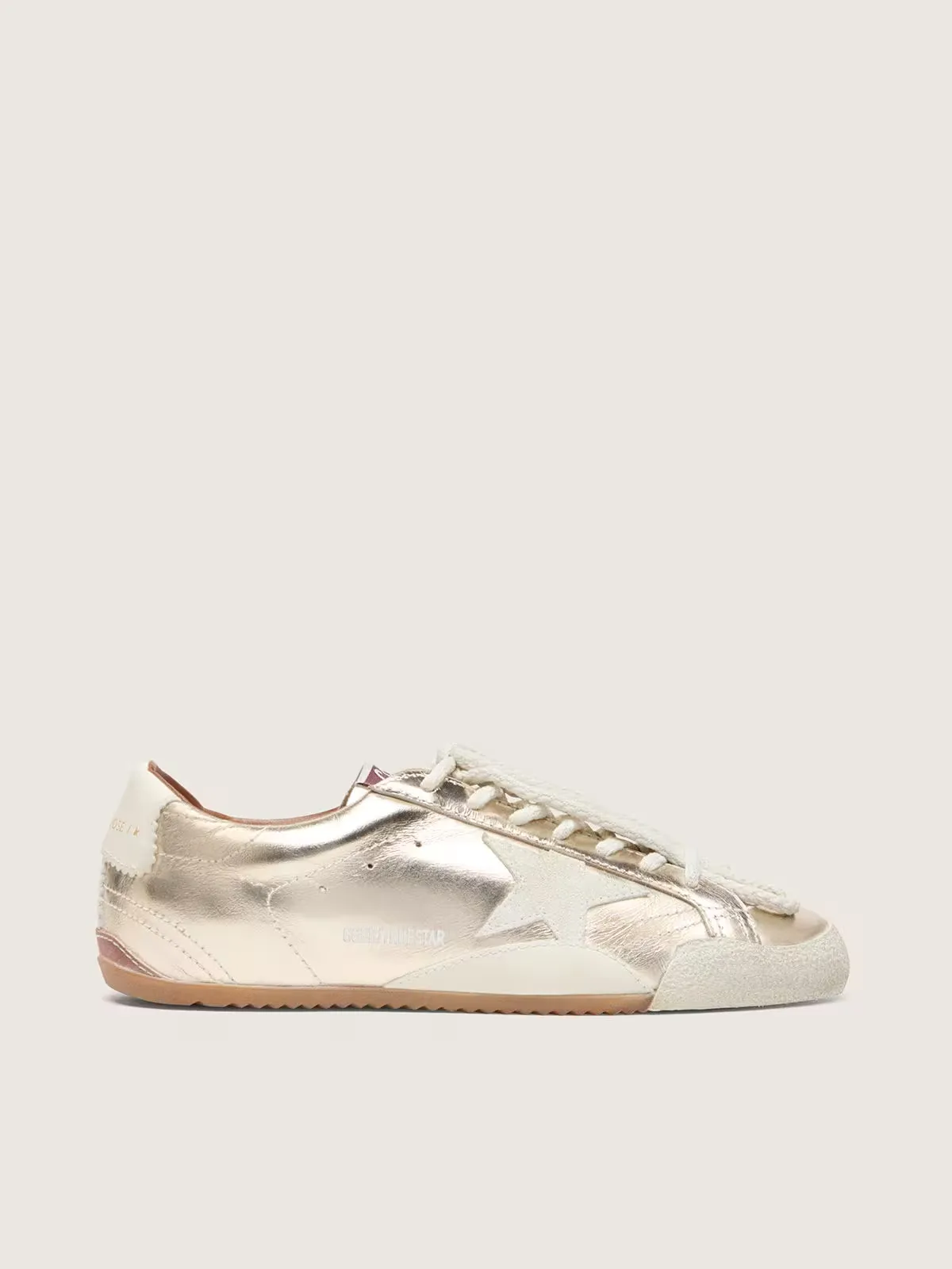 True-Star in Metallic Platinum Leather with Light Gray Suede Star by Golden Goose