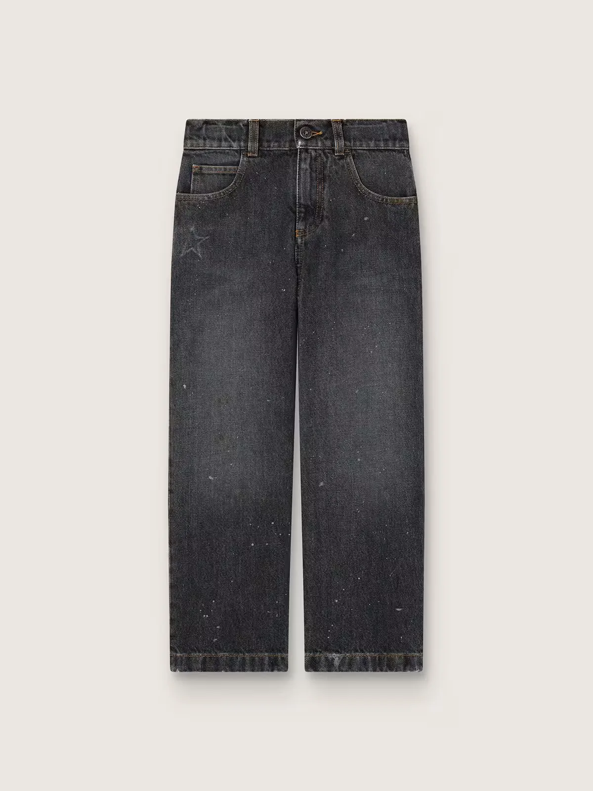 Straight-Leg Jeans in Gray Cotton with Spotted Effect by Golden Goose