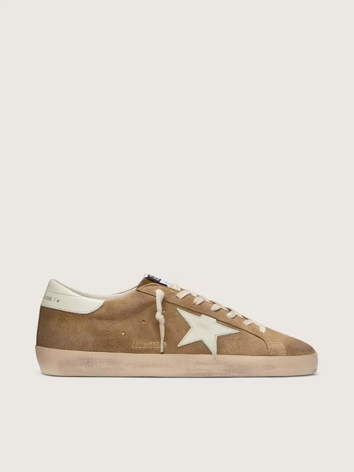 Super-Star in Tobacco Suede with White Leather Star by Golden Goose