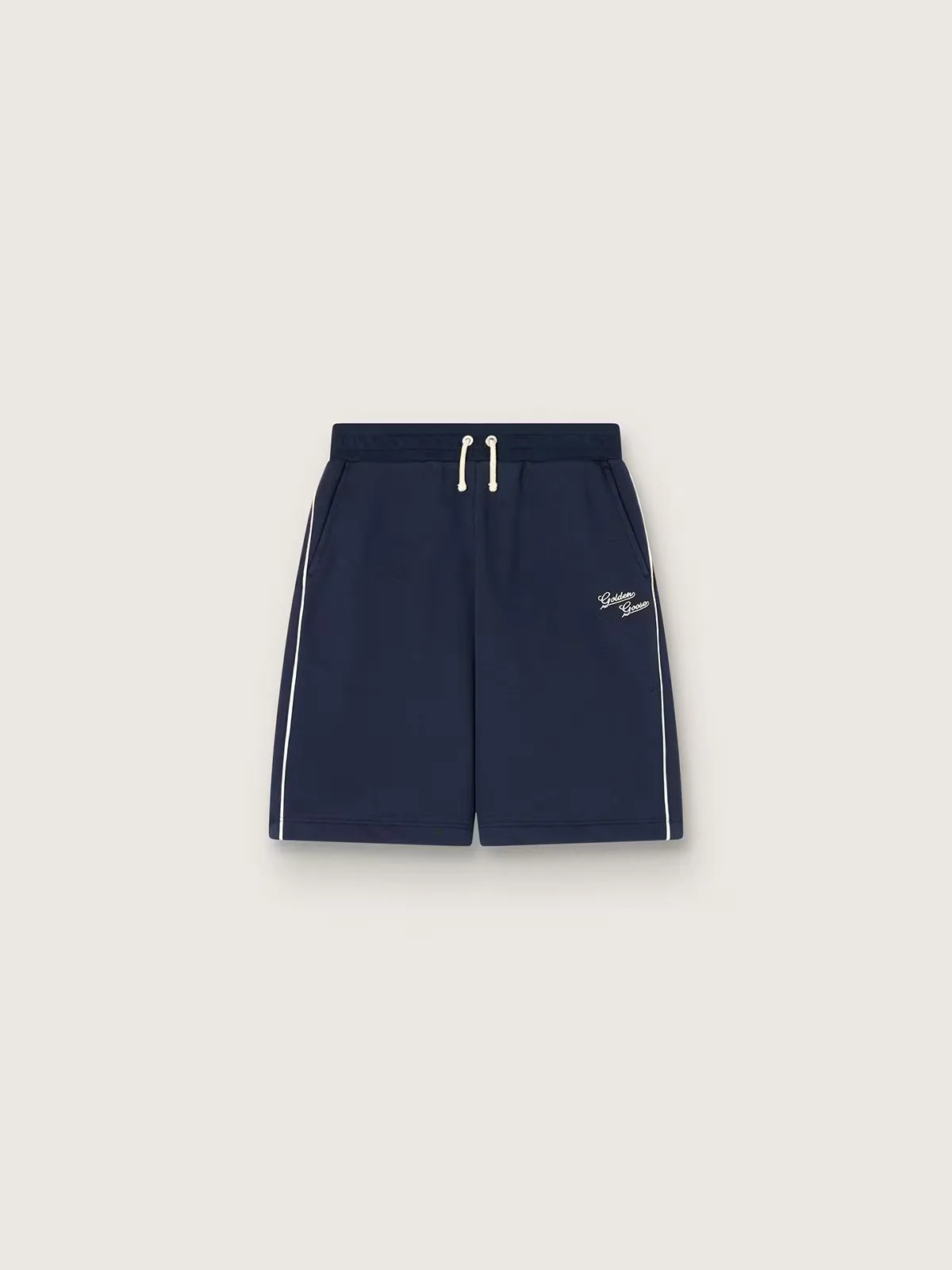 Shorts in Blue Cotton with Contrasting Piping by Golden Goose