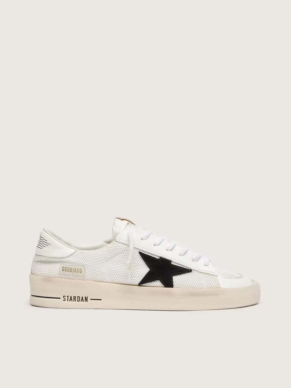 Stardan in White Mesh with Black Suede Star by Golden Goose