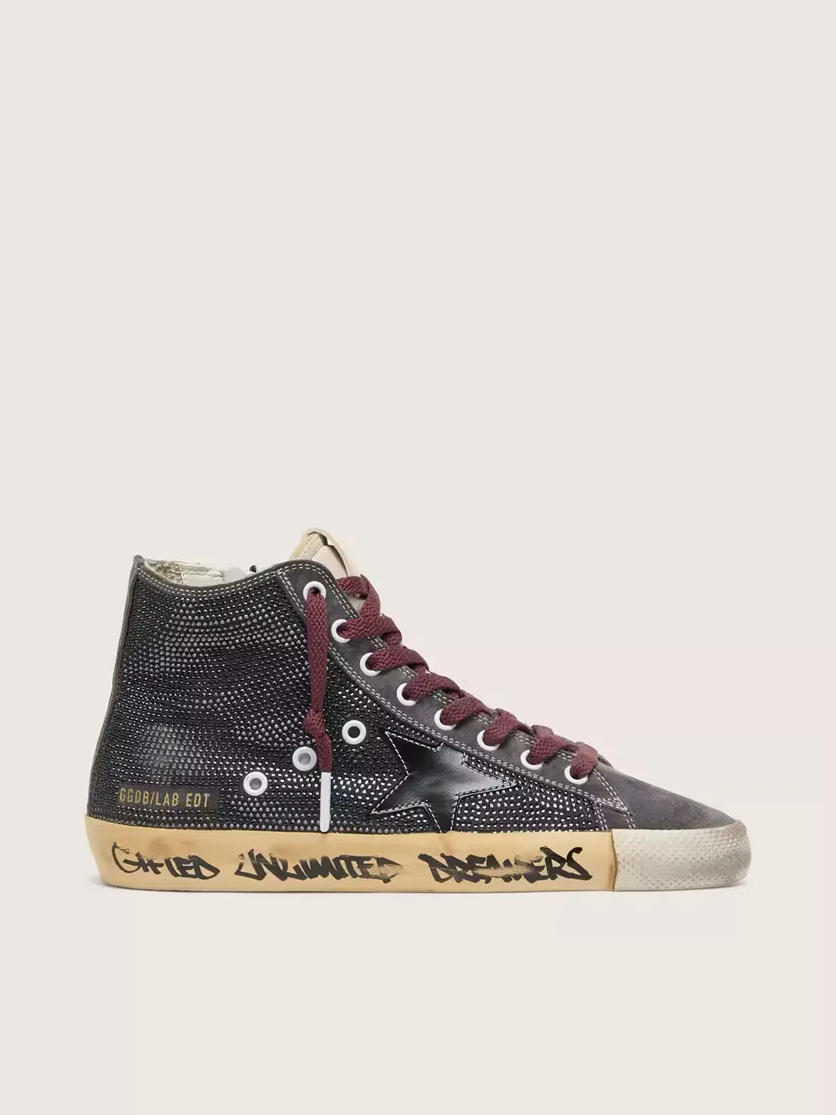 Francy Lab in Black Suede with Black Star and Black Swarovski by Golden Goose
