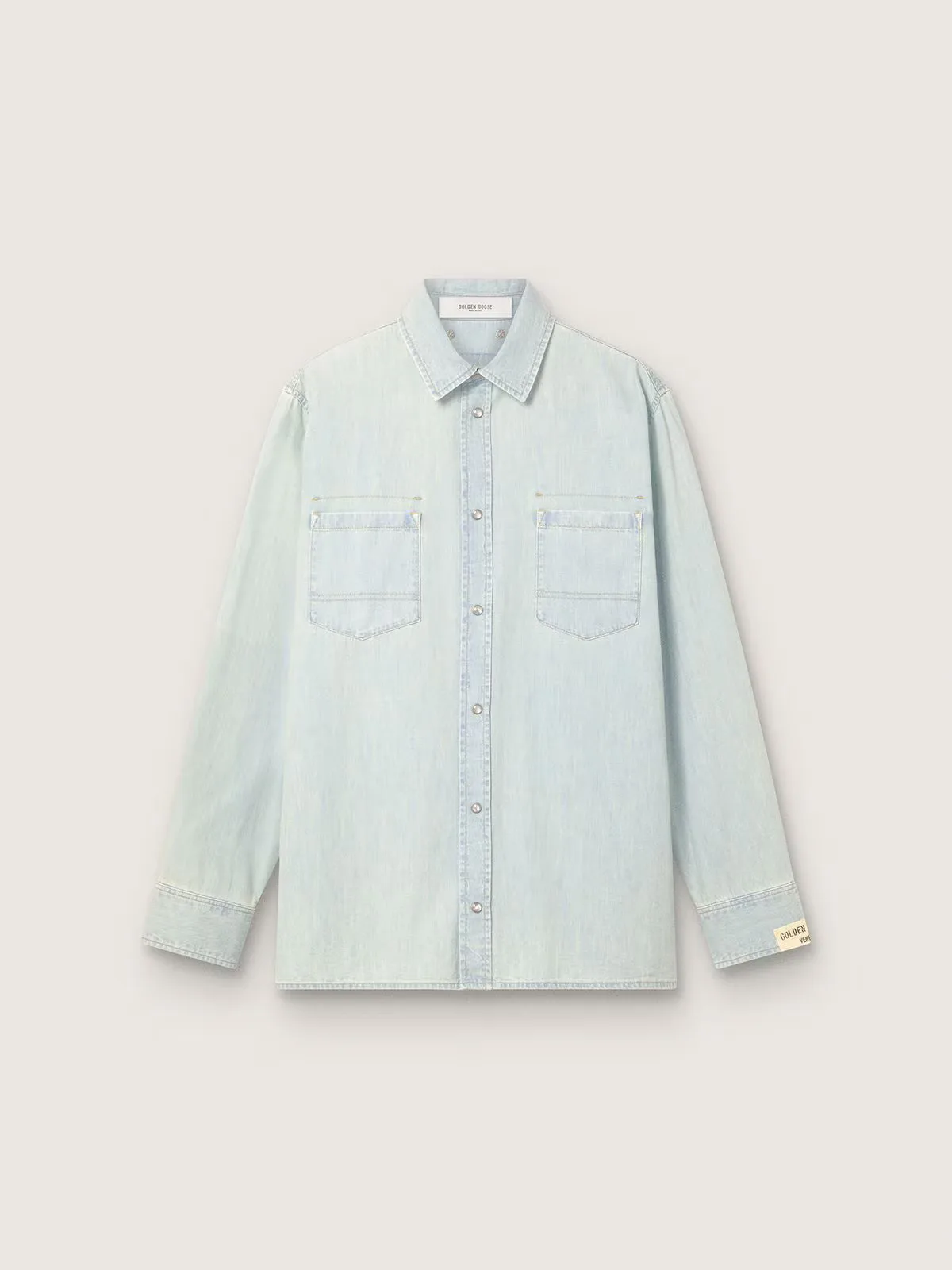 Overshirt in Light Blue Denim by Golden Goose