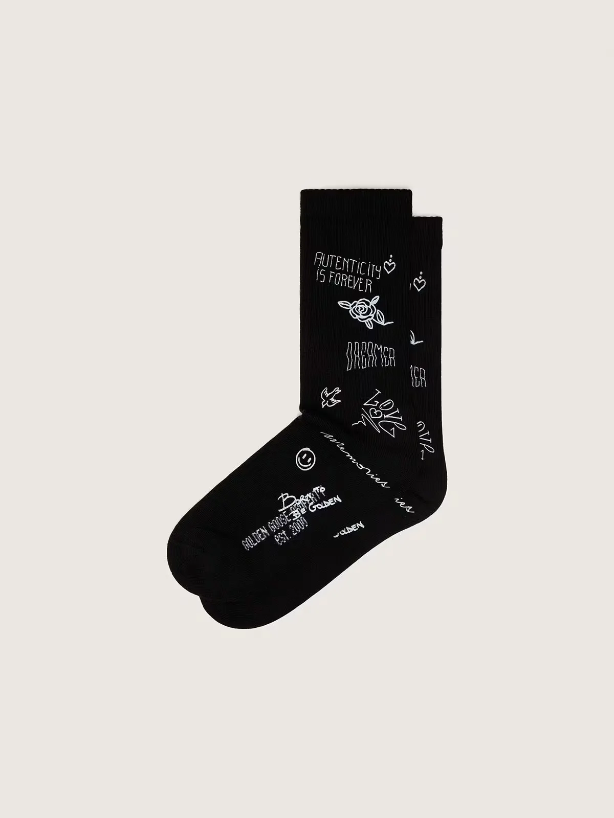 Ribbed Socks with White Scribble Print by Golden Goose