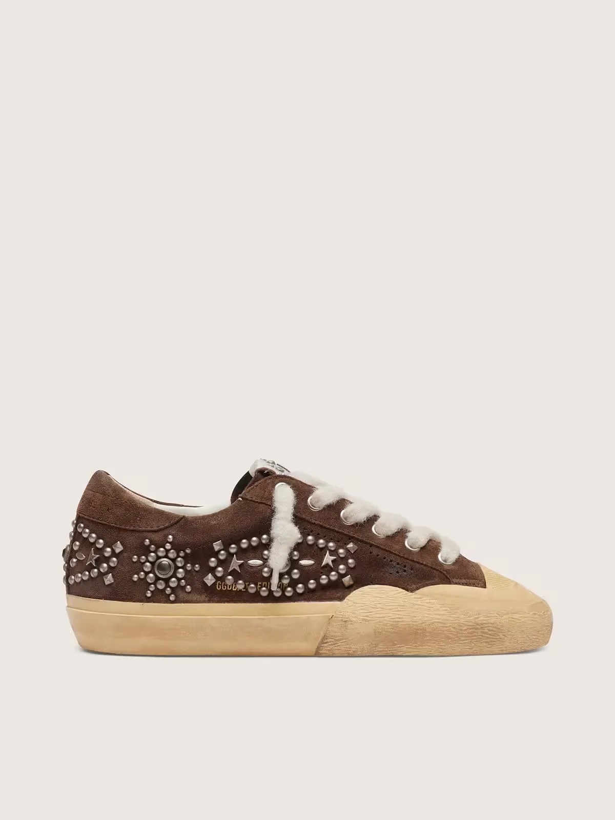 Super-Star Penstar in Brown Suede with Studs by Golden Goose