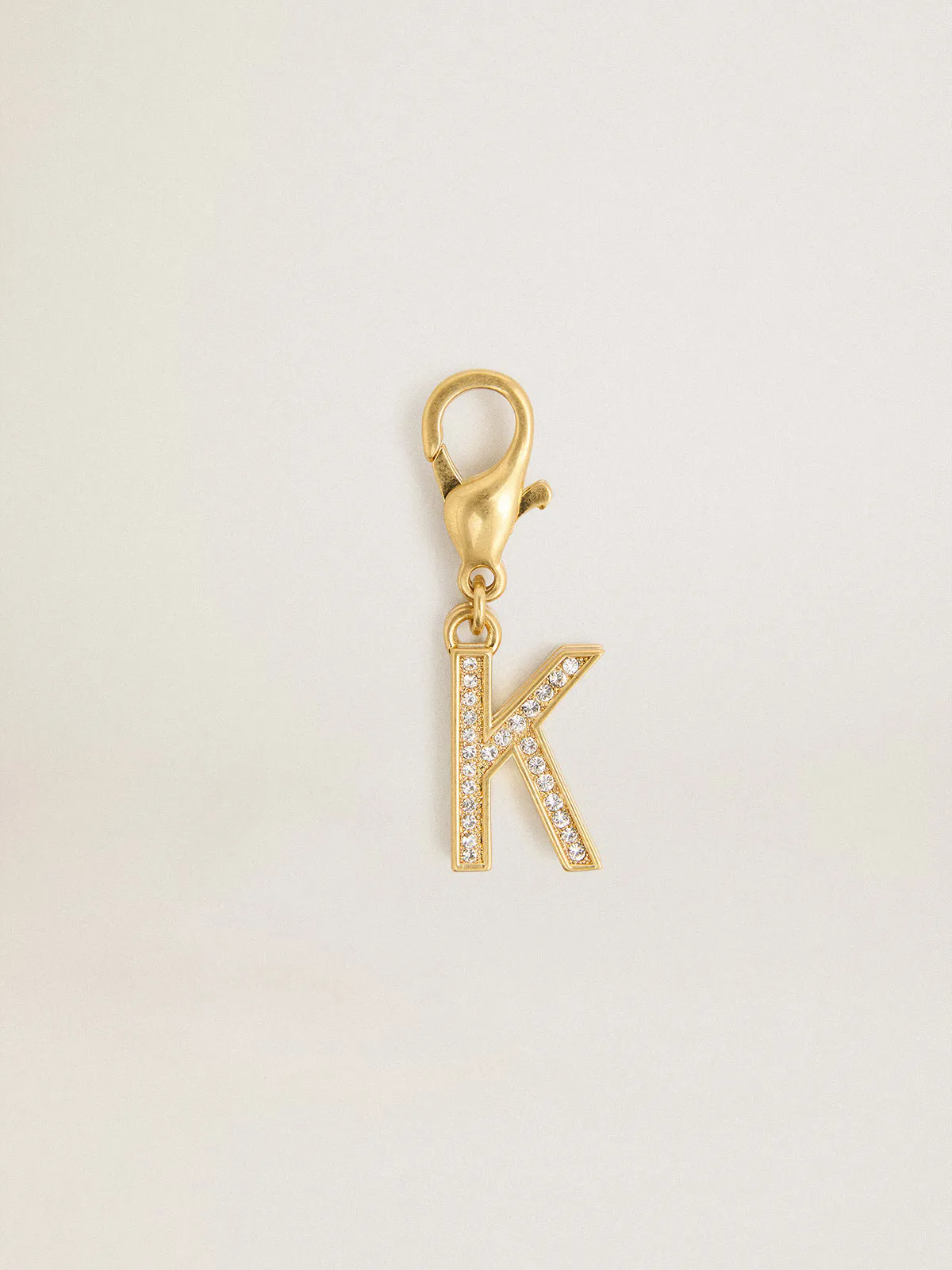 Letter K Charm in Gold-Colored Brass with Crystals by Golden Goose