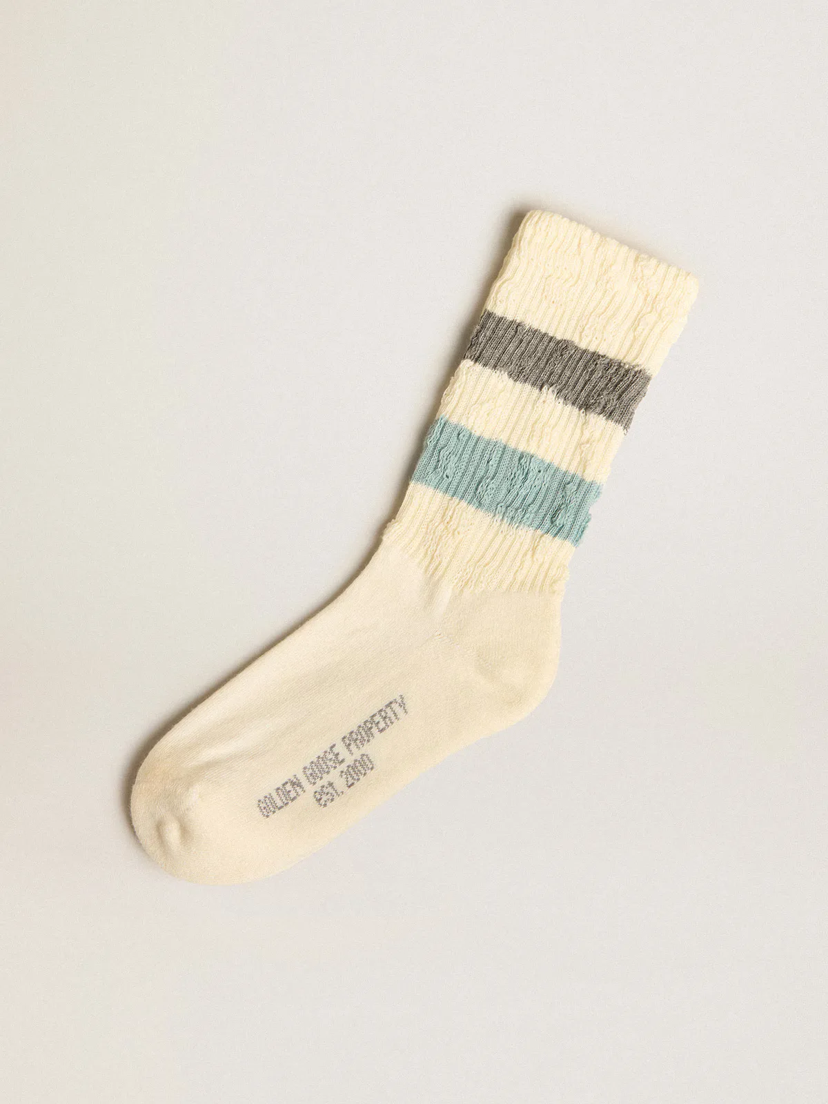 Socks in Aged White with Two-Tone Stripes by Golden Goose