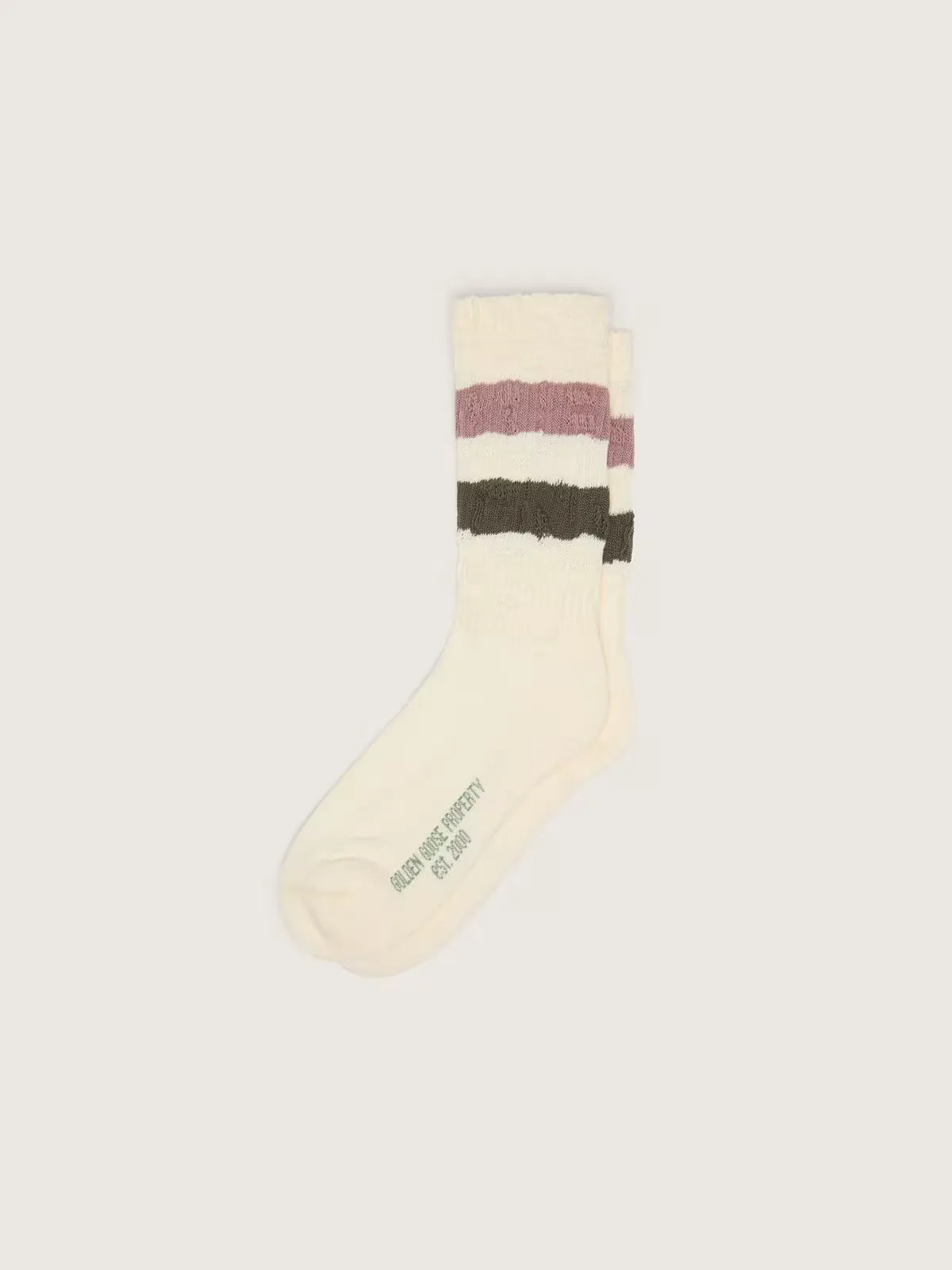 Socks in Aged White with Multicolor Stripes by Golden Goose