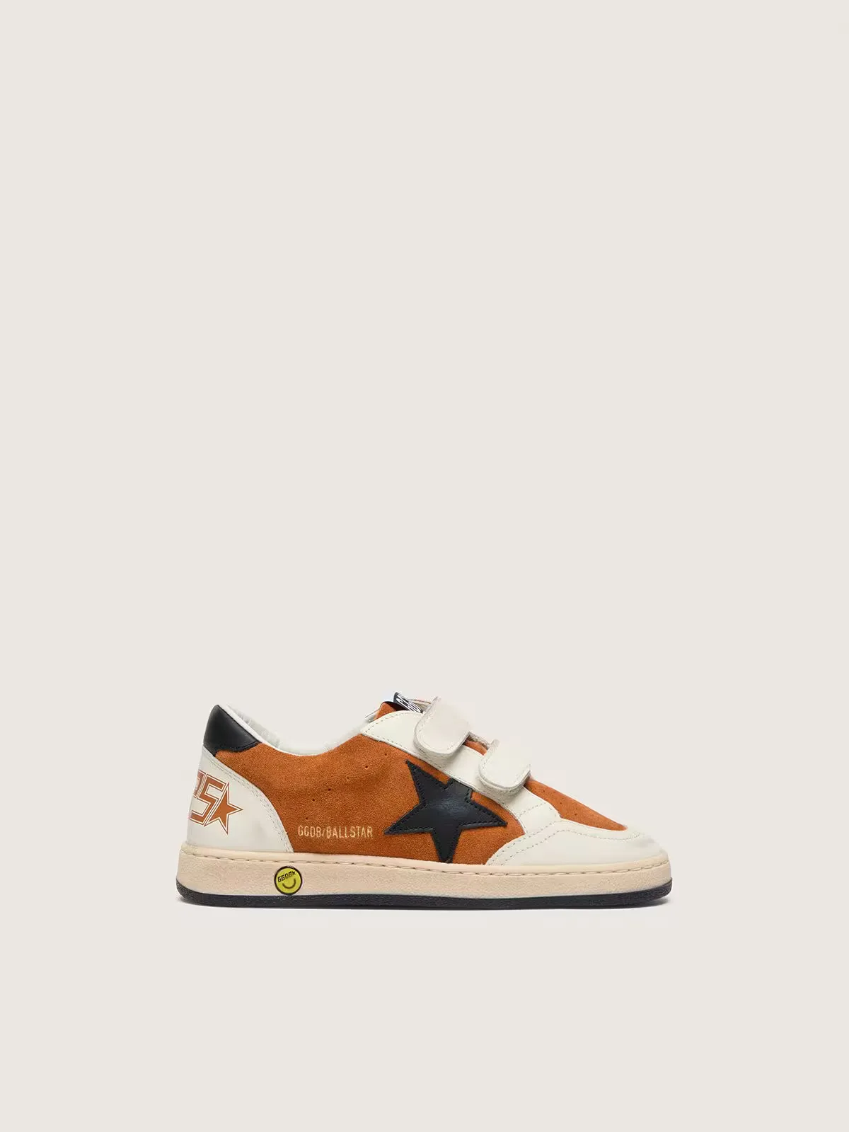 Ball Star in Brick-Red Suede and Cream Leather with Black Leather Star by Golden Goose