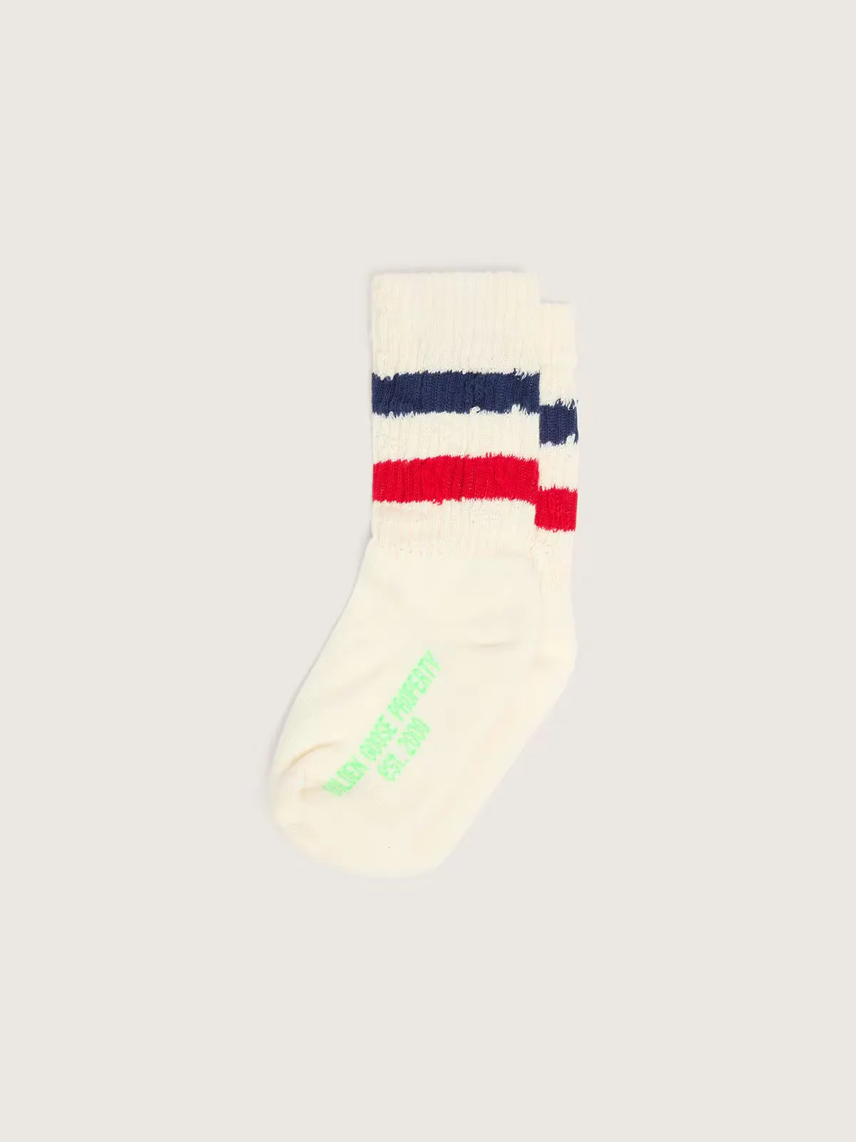 Socks in Distressed-Finish White Cotton with Red and Navy Stripes by Golden Goose