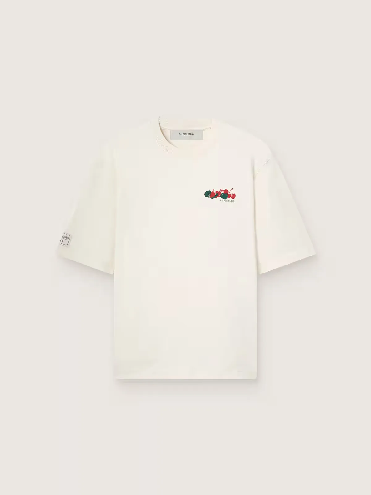 Resort White Cotton T-Shirt with Print and Logo by Golden Goose