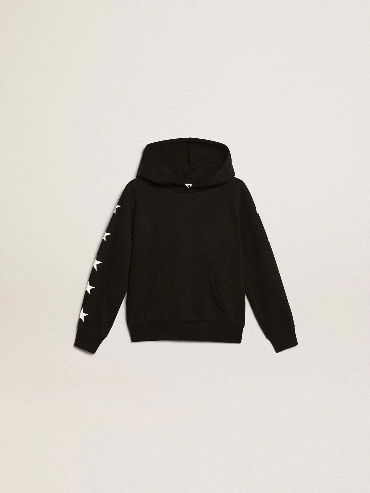Hooded Sweatshirt in Black with Contrasting White Stars by Golden Goose