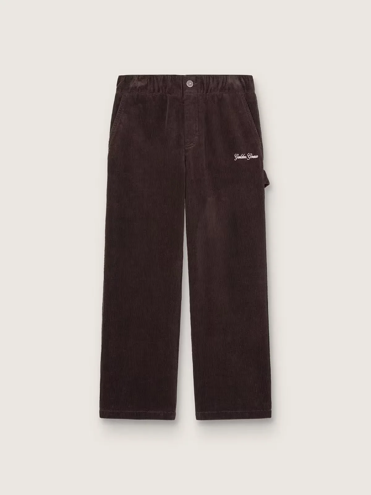 Chinos in Brown Corduroy with Embroidery by Golden Goose