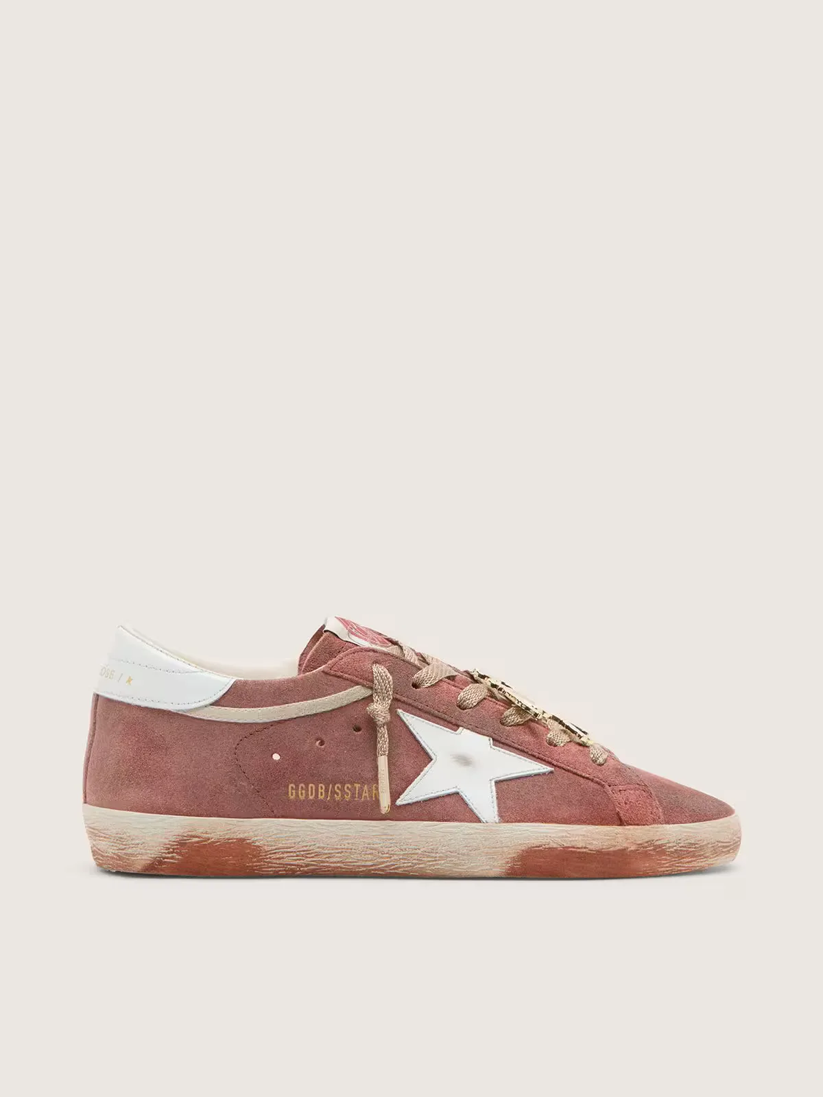 Super-Star in Rust Suede with Metallic Platinum Leather Star by Golden Goose