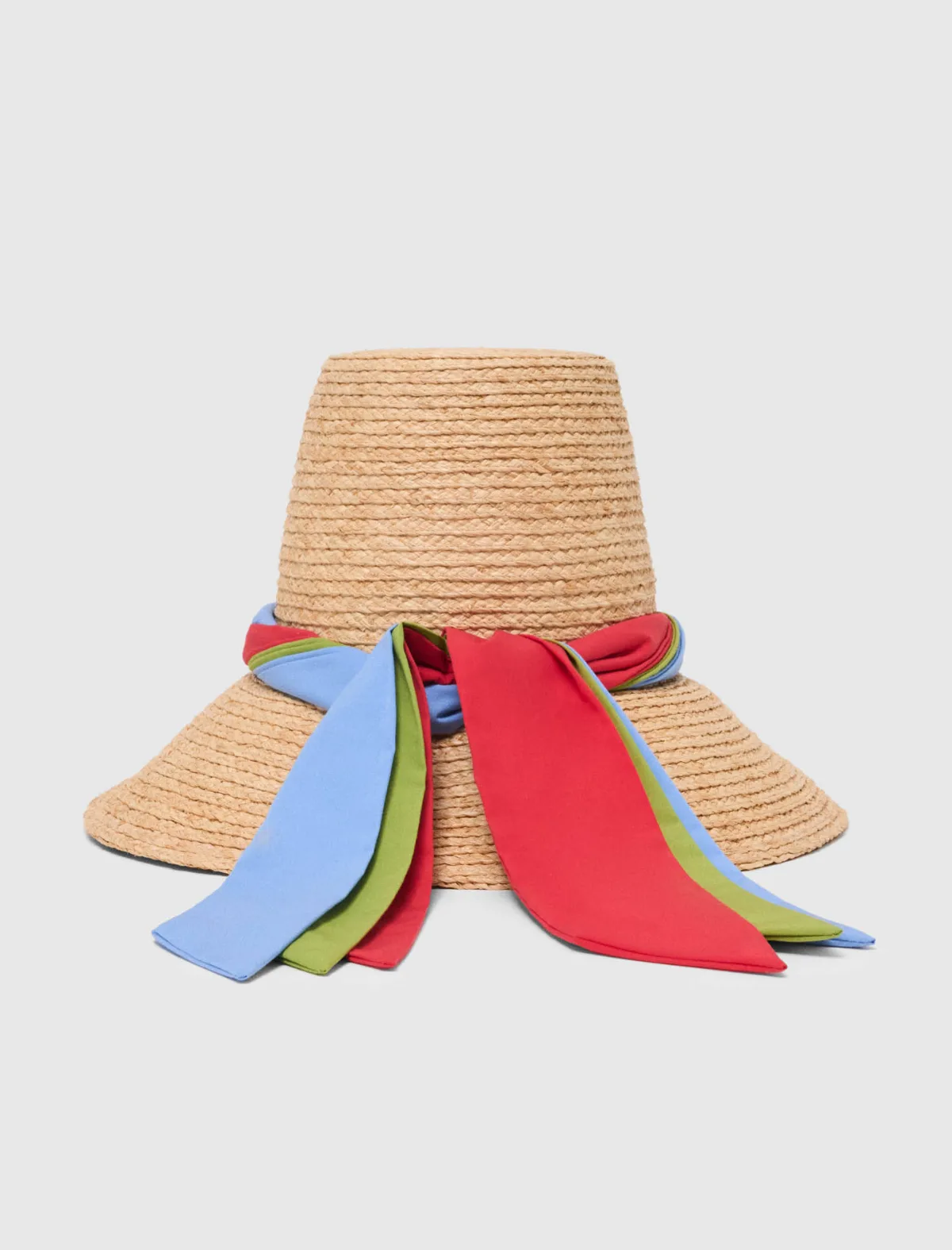 Raffia Hat with Printed Ribbon by Maje