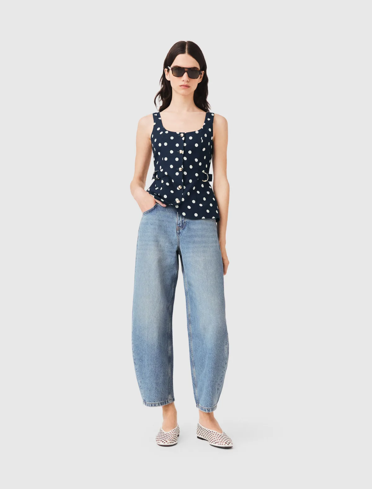 Long Linen Blend Vest by Maje