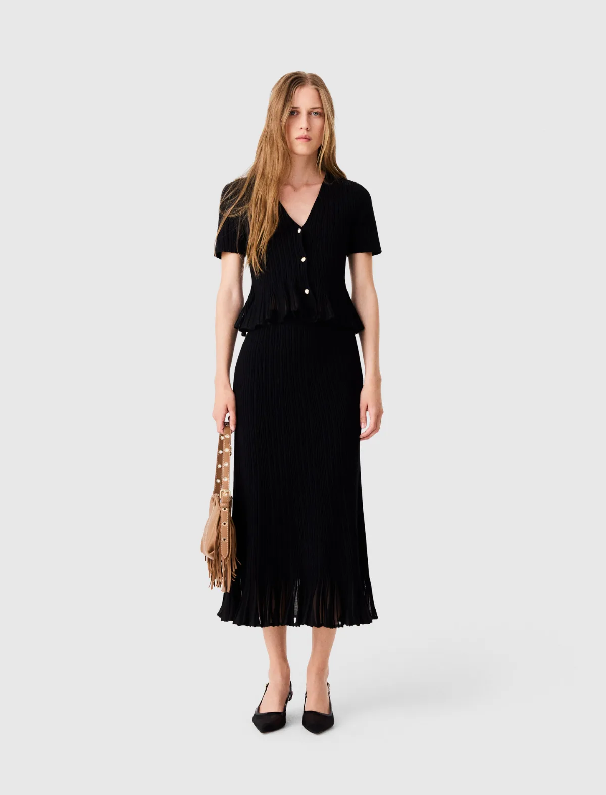 Knit Skirt with Peplum Hem by Maje