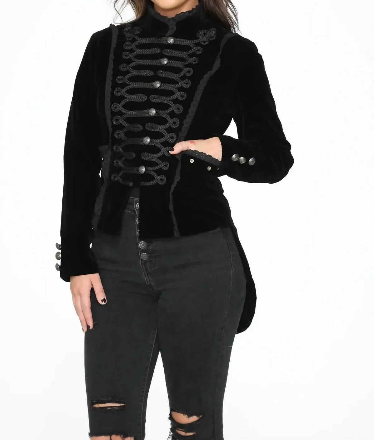 Velvet Tailed Jacket with Linen by Orchid Bloom