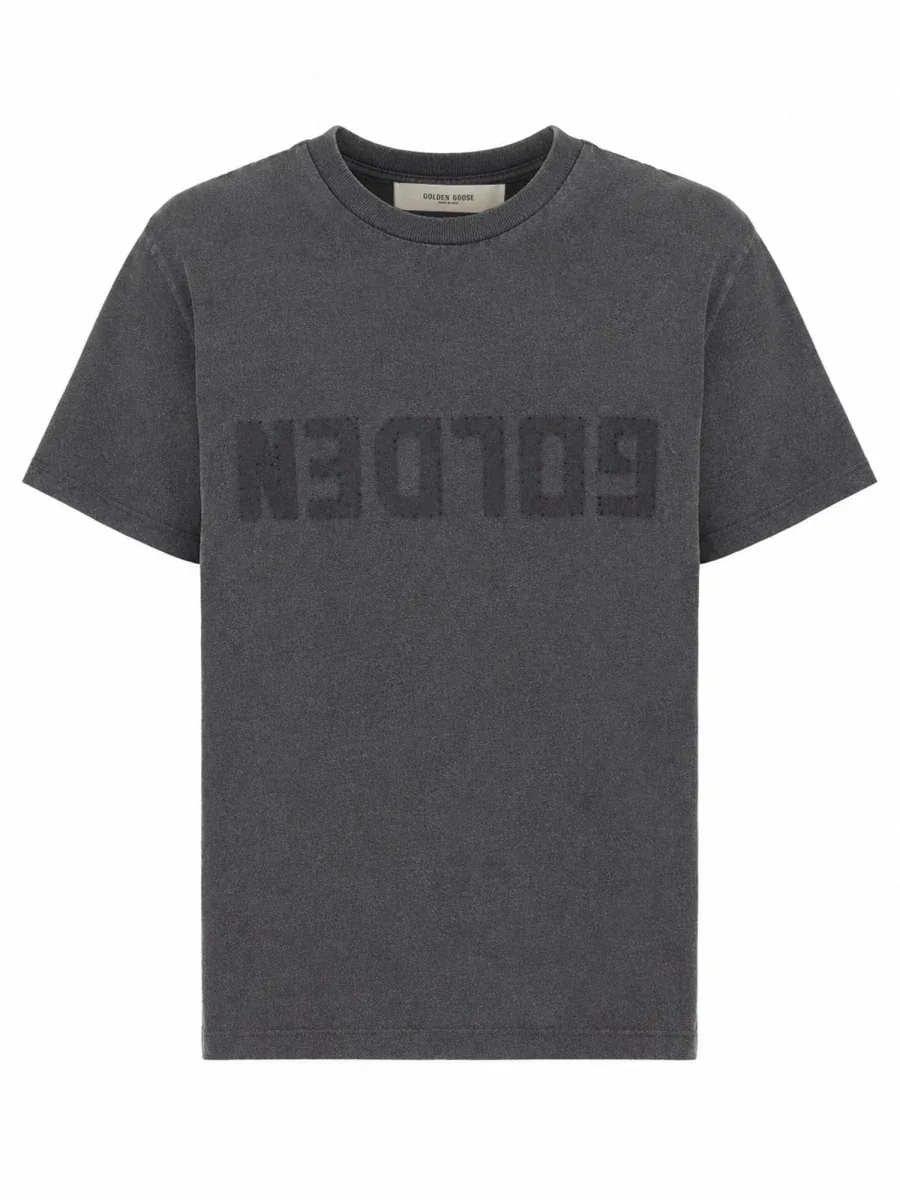 Cropped Tonal Logo T-Shirt by Golden Goose