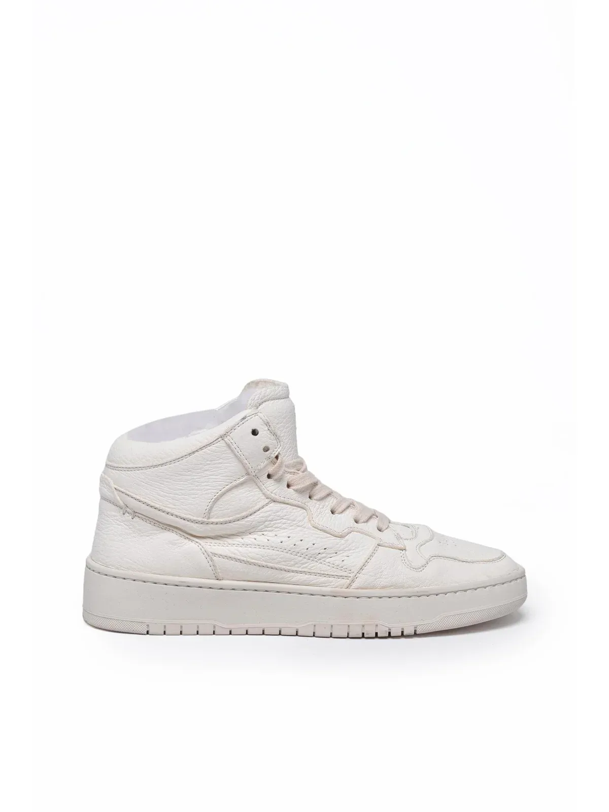 High-Top Fur Interior Leather Sneakers by Eleventy