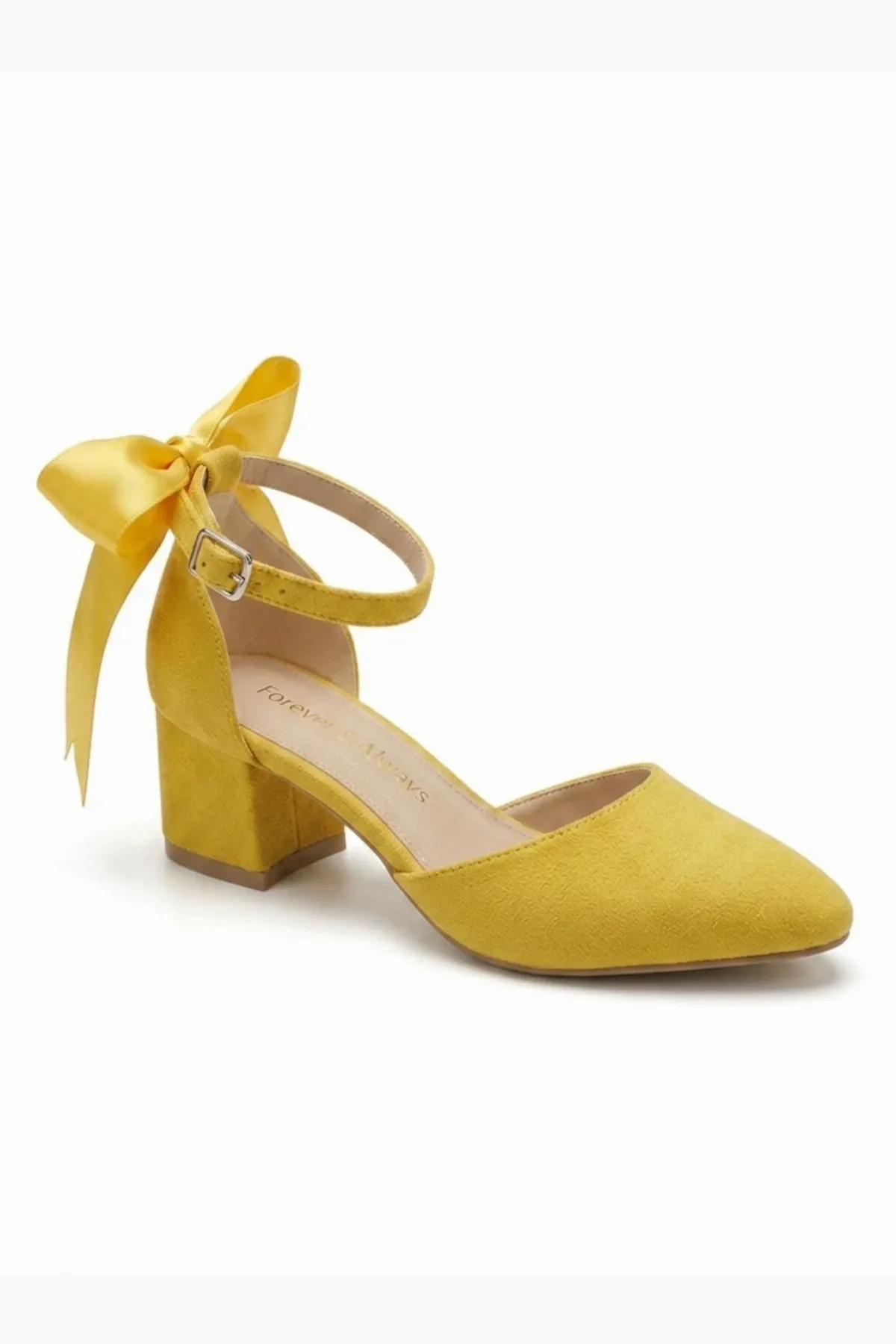 Arielle Bow Ankle Strap Block Heel Pump by Forever & Always Shoes