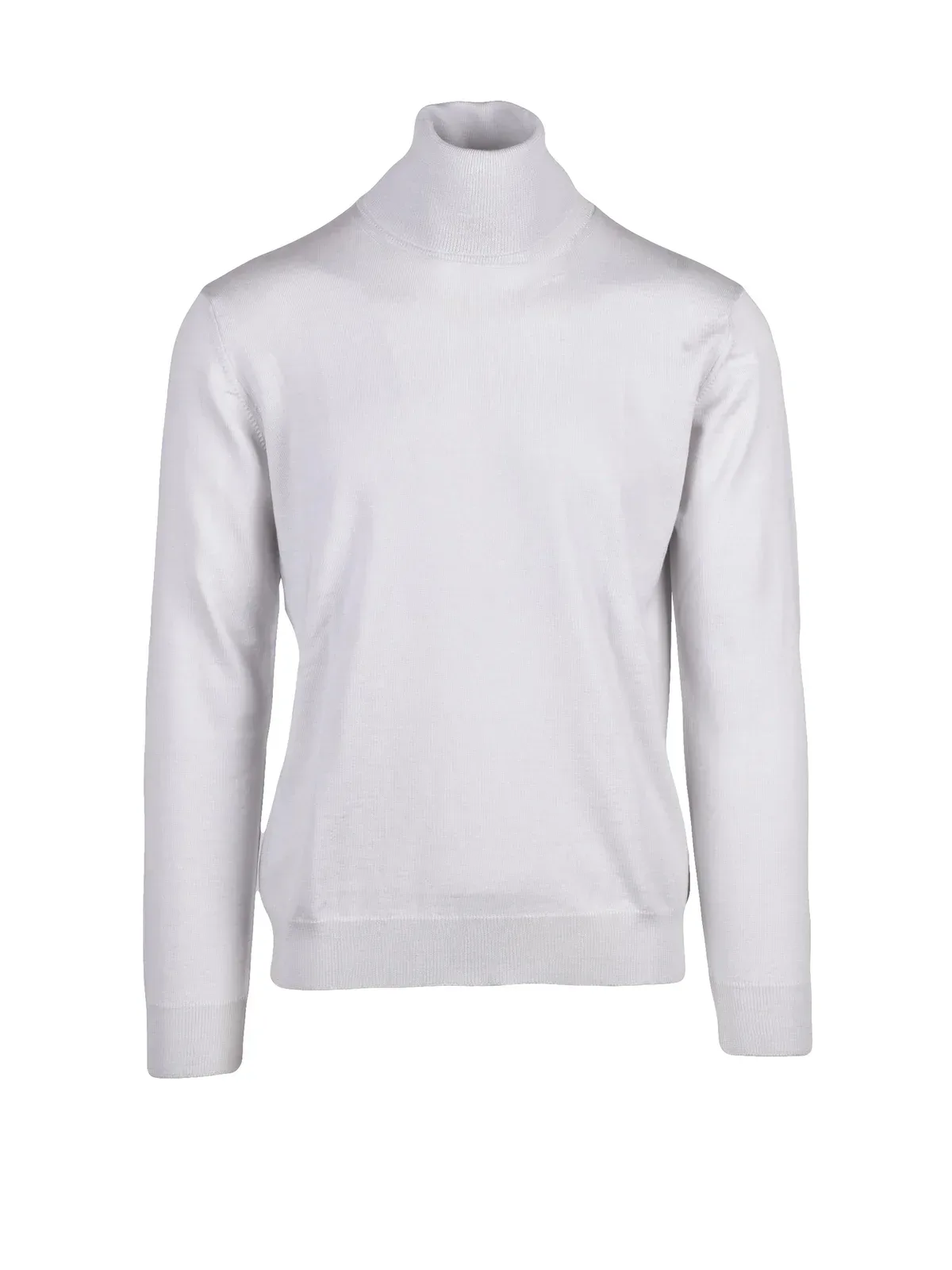 Merino Wool Knit Sweater with Rolled Turtleneck and Ribbed Details by BELLWOOD