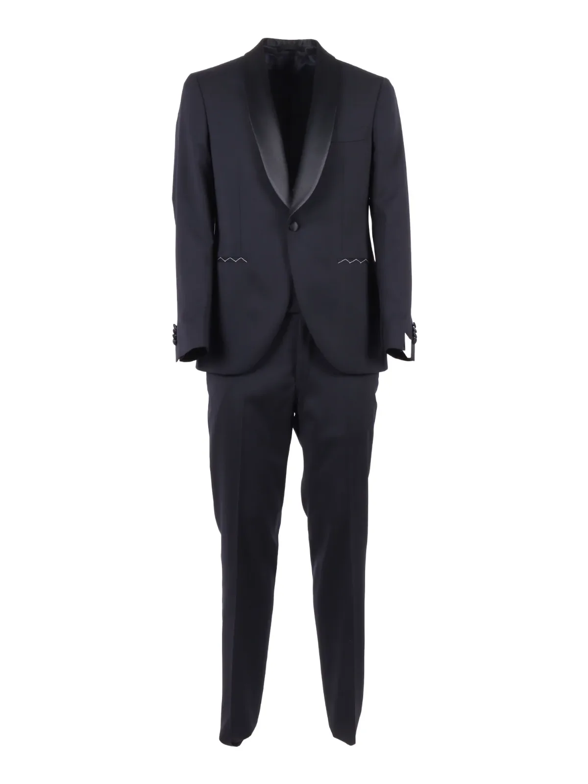Satin Shawl Collar Suit by LUIGI BIANCHI