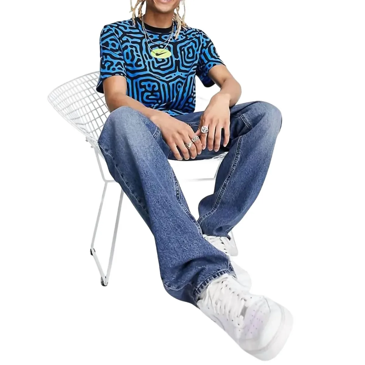 Mosaic Graphic T-Shirt in Blue Black by Nike
