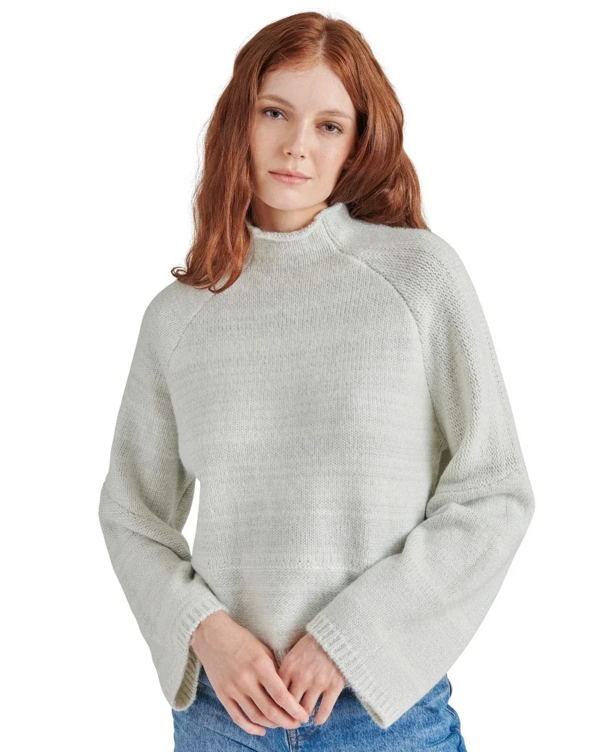Raglan Sleeve Mock Neck Pullover Sweater by Steve Madden
