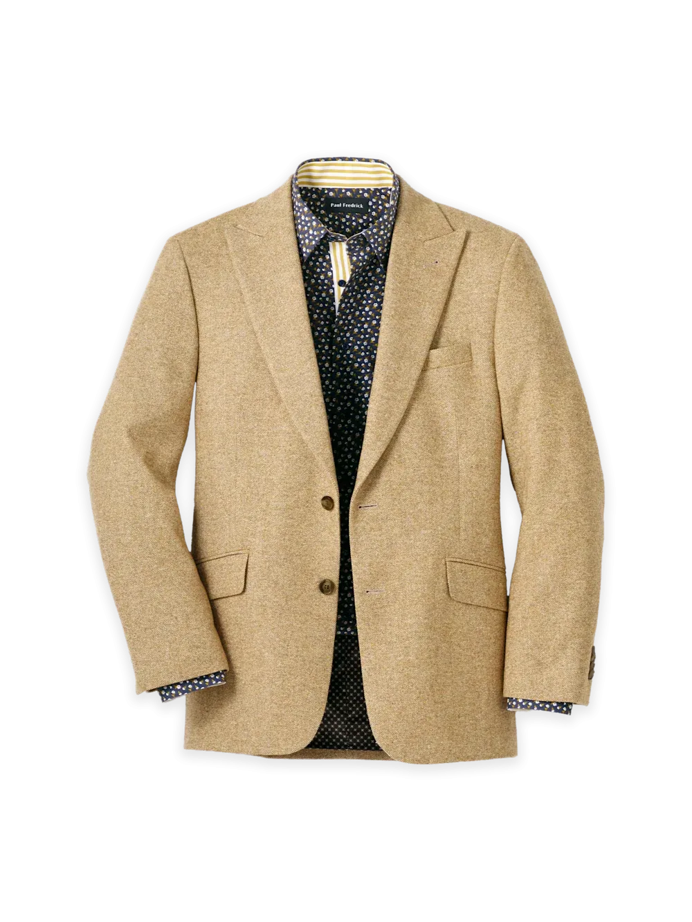 Wool Donegal Herringbone Single Breasted Peak Lapel Sport Coat by Paul Fredrick