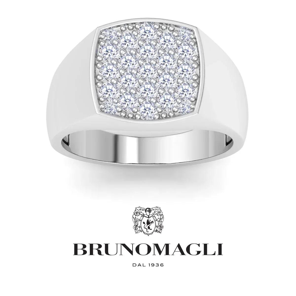 Lab Grown Diamond Cluster Ring in Sterling Silver by Bruno Magli