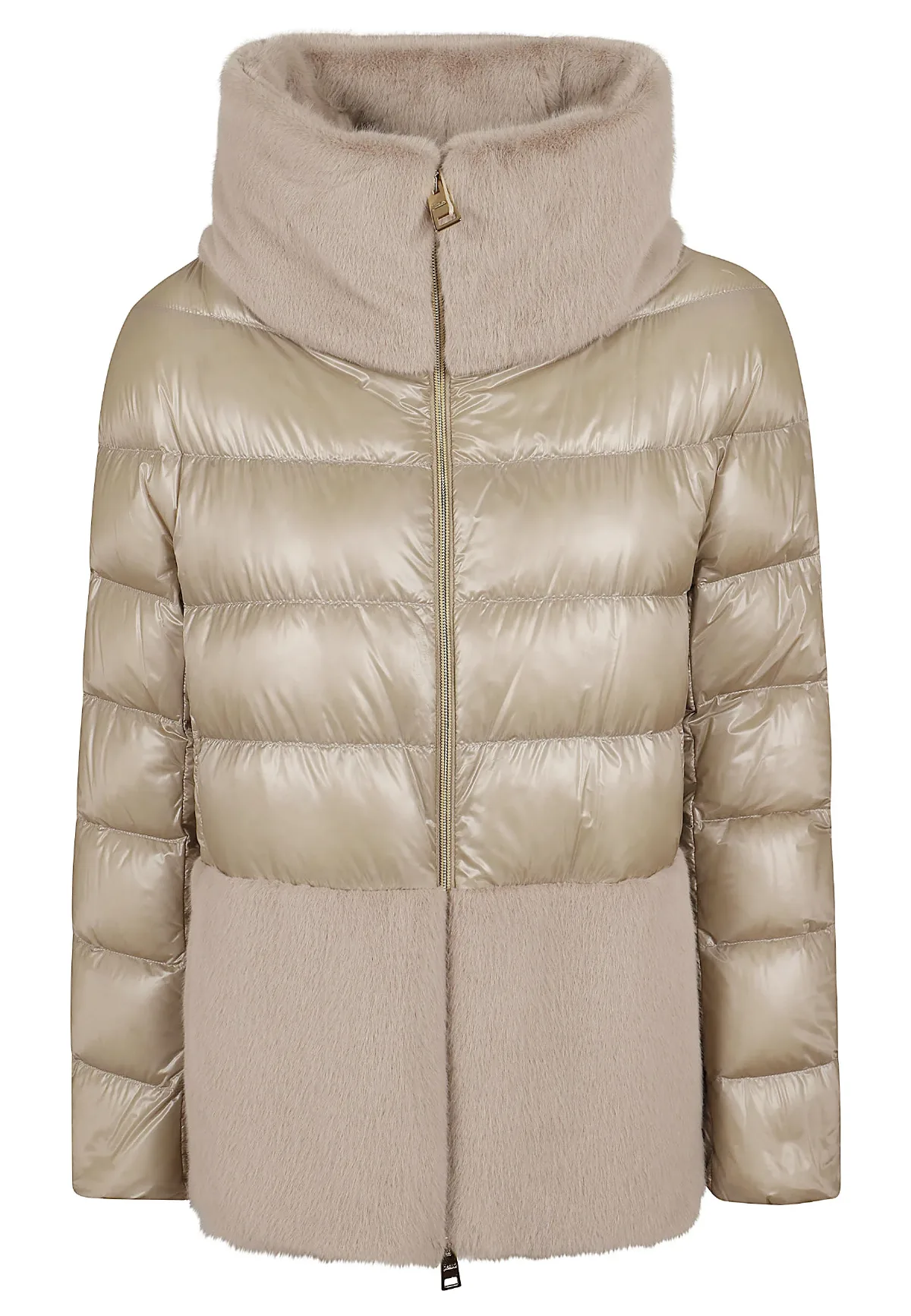 Ultralight Nylon Cape with Faux Fur Detailing