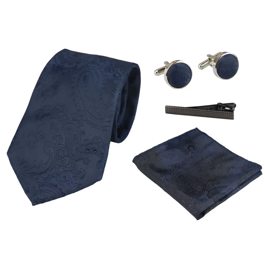 Paisley Neck Tie Pocket Square Cuff Links by Paul Andrew