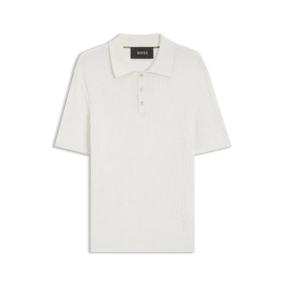 Cable-Knit Polo Sweater in Cotton and Cashmere by BOSS