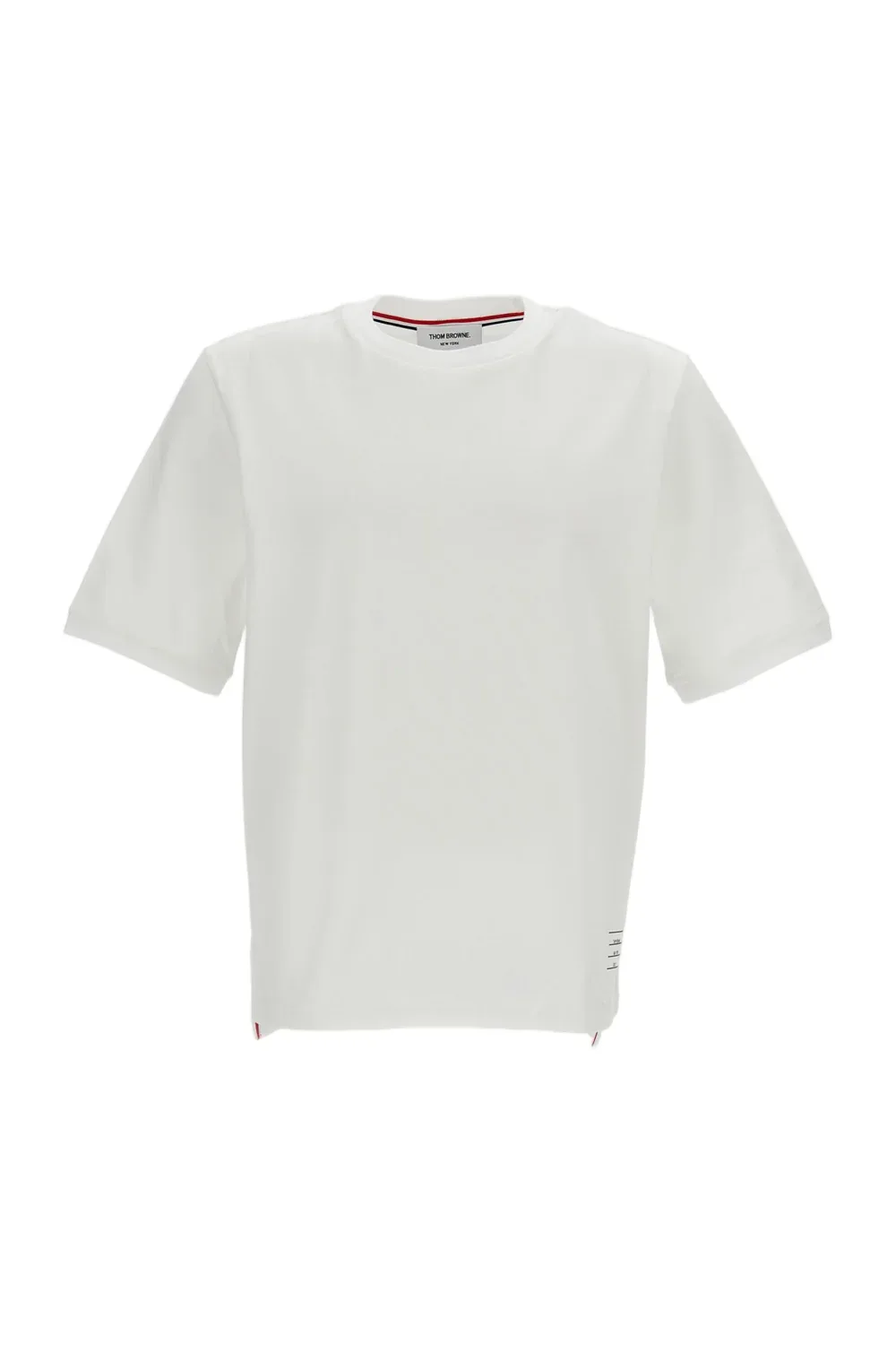 Ottoman Stitch 4-Bar T-Shirt with Grosgrain Details by Thom Browne