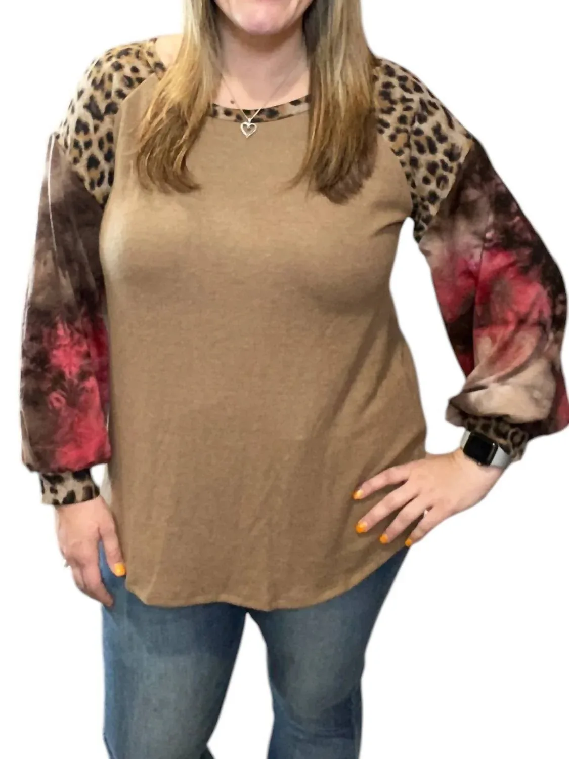 Leopard Tie Dye Puff Sweater by honeyme