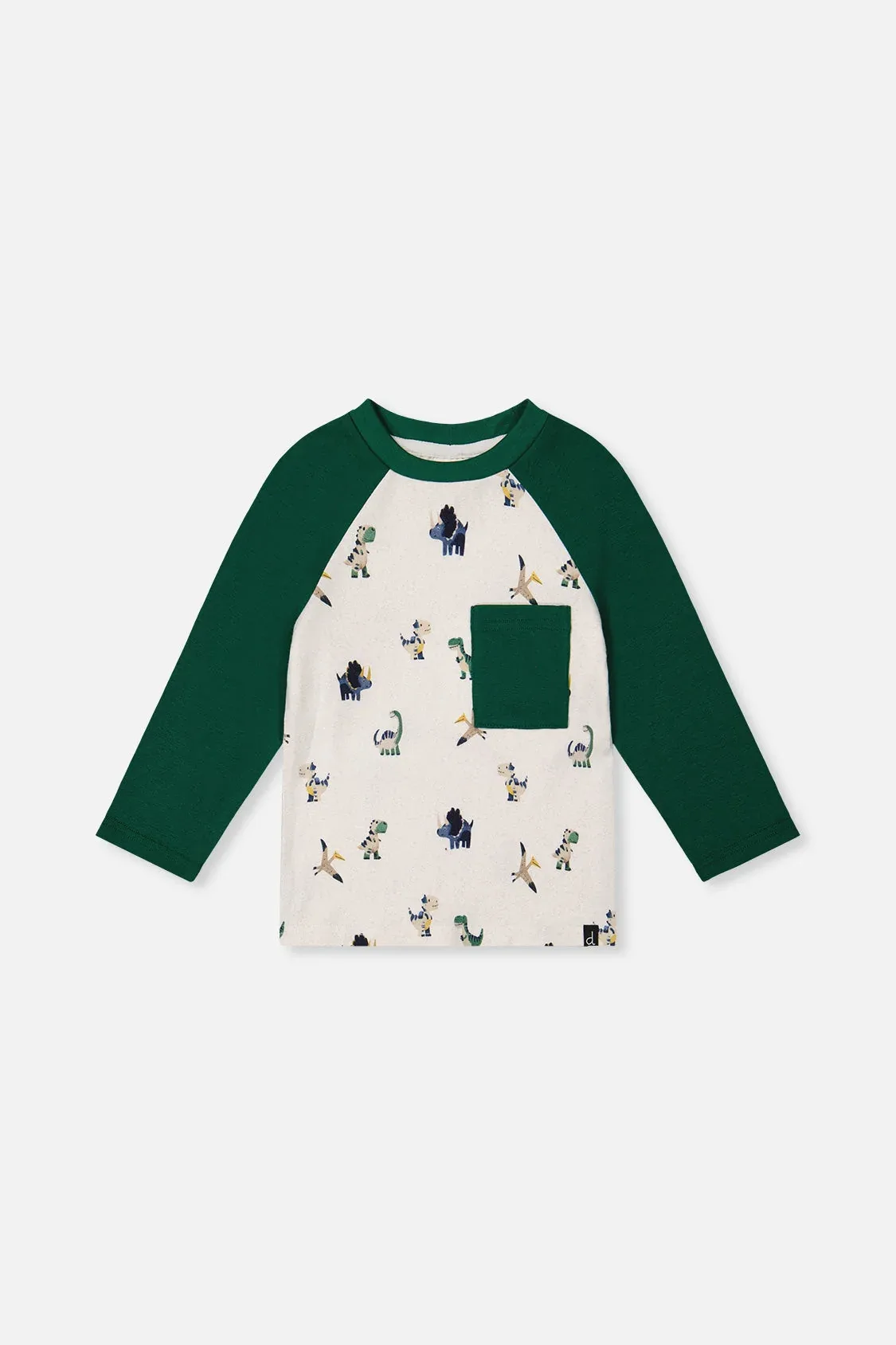 Long Sleeve Raglan T-Shirt Dinosaur Print by Deux par Deux