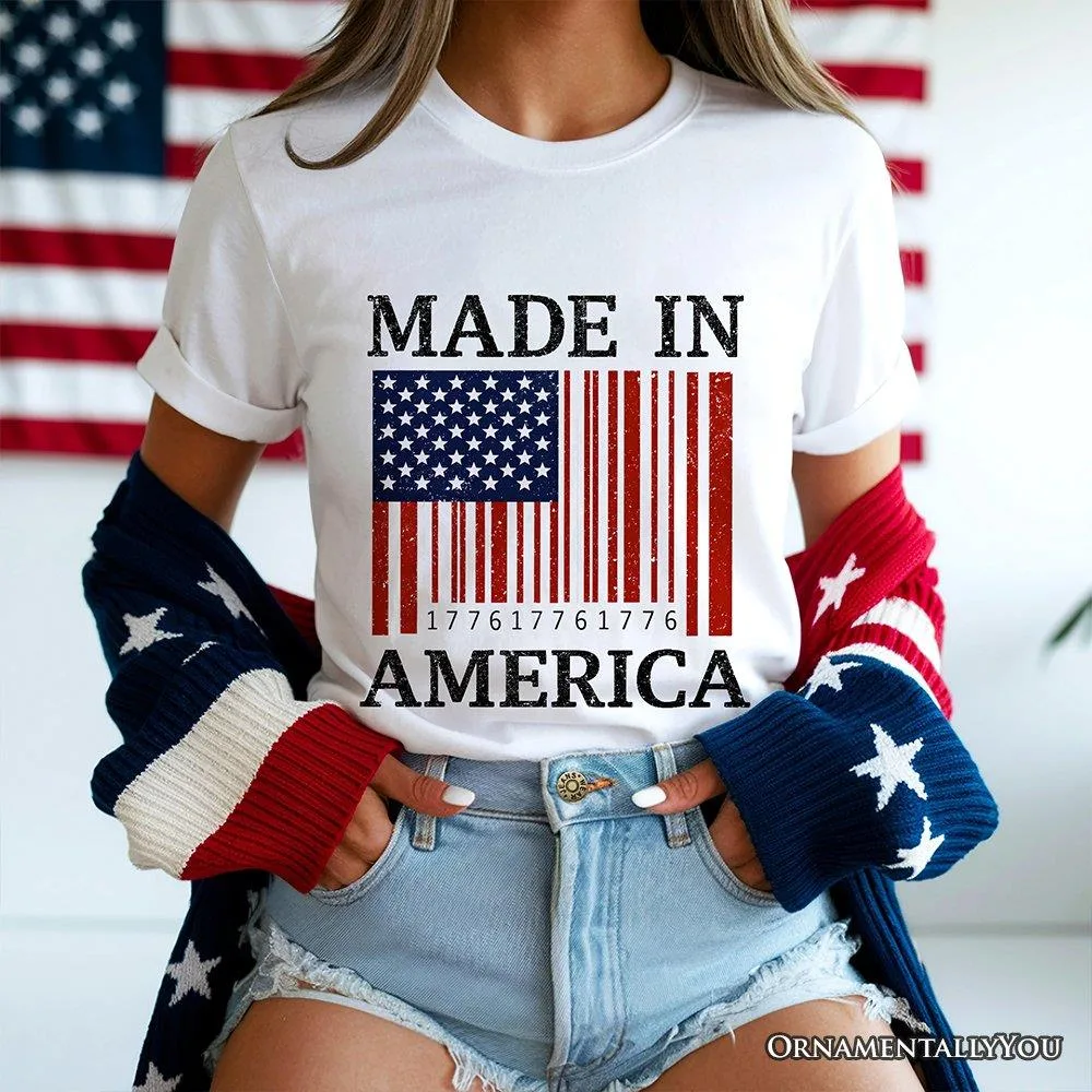 Made in America Barcode Flag T-Shirt Patriotic USA Tee by OrnamentallyYou