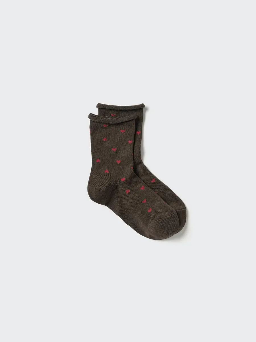 Heattech Socks Top Roll Heart with Odor Control