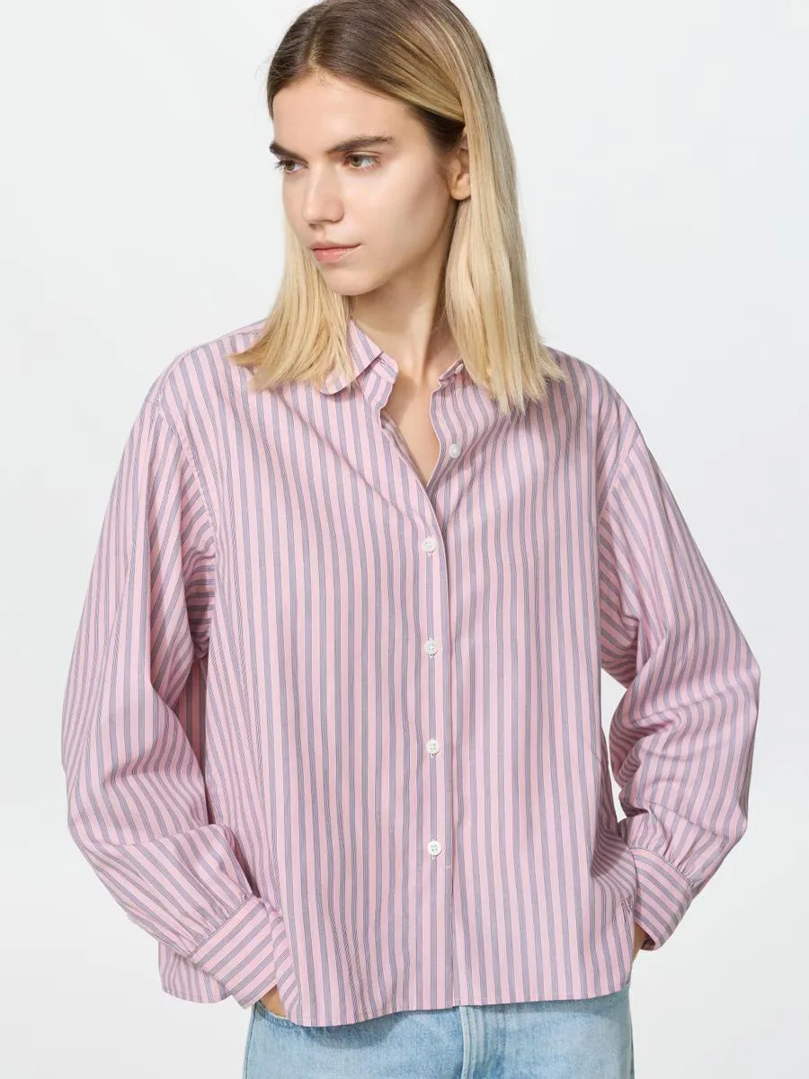 Cotton Volume Sleeve Shirt Striped