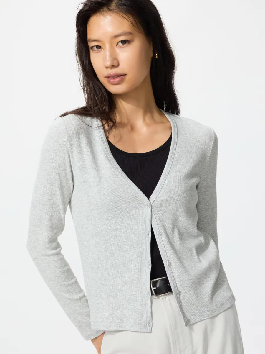 Ribbed V-Neck Cardigan by UNIQLO