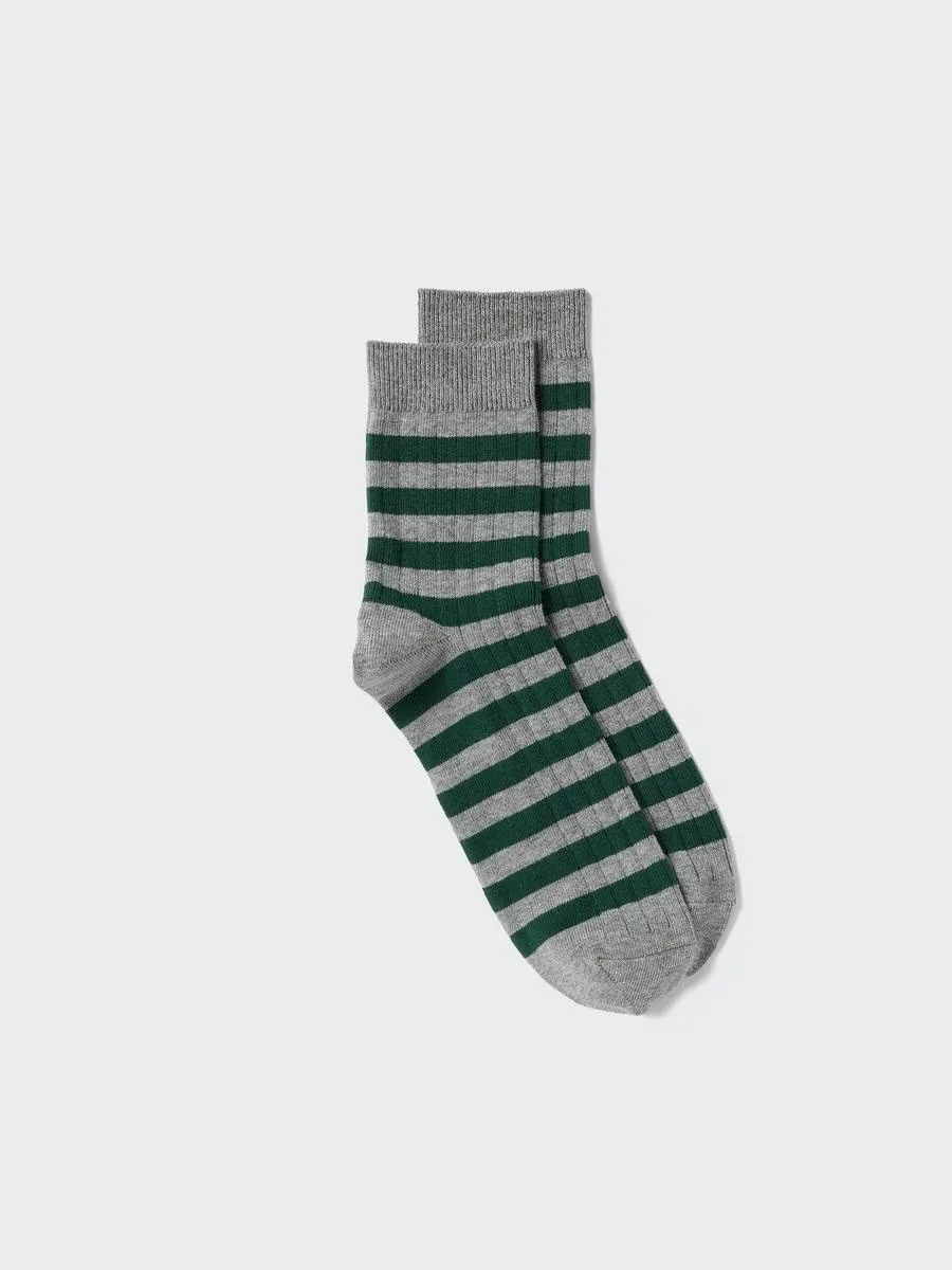 Half Socks Striped with Deodorizing by UNIQLO