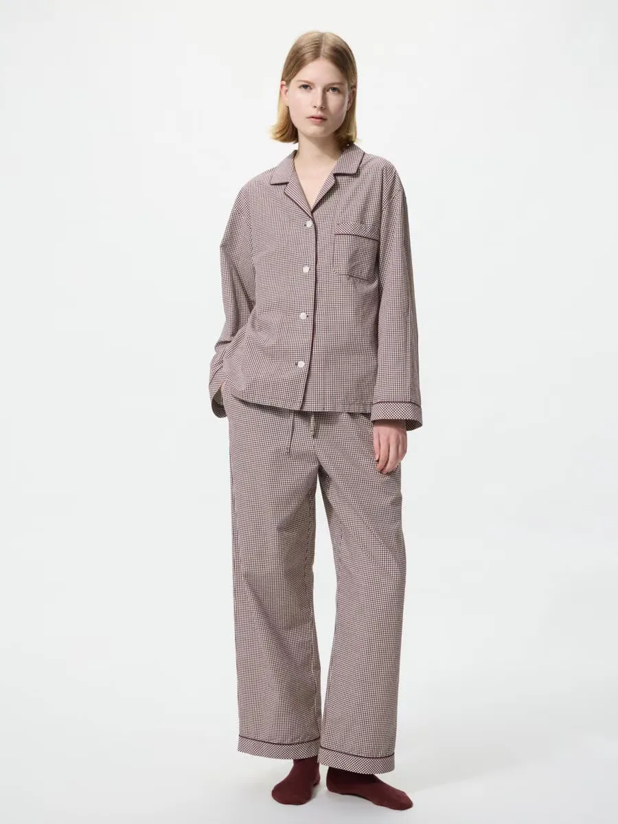 Cotton Pajamas Long Sleeve Gingham Check by UNIQLO