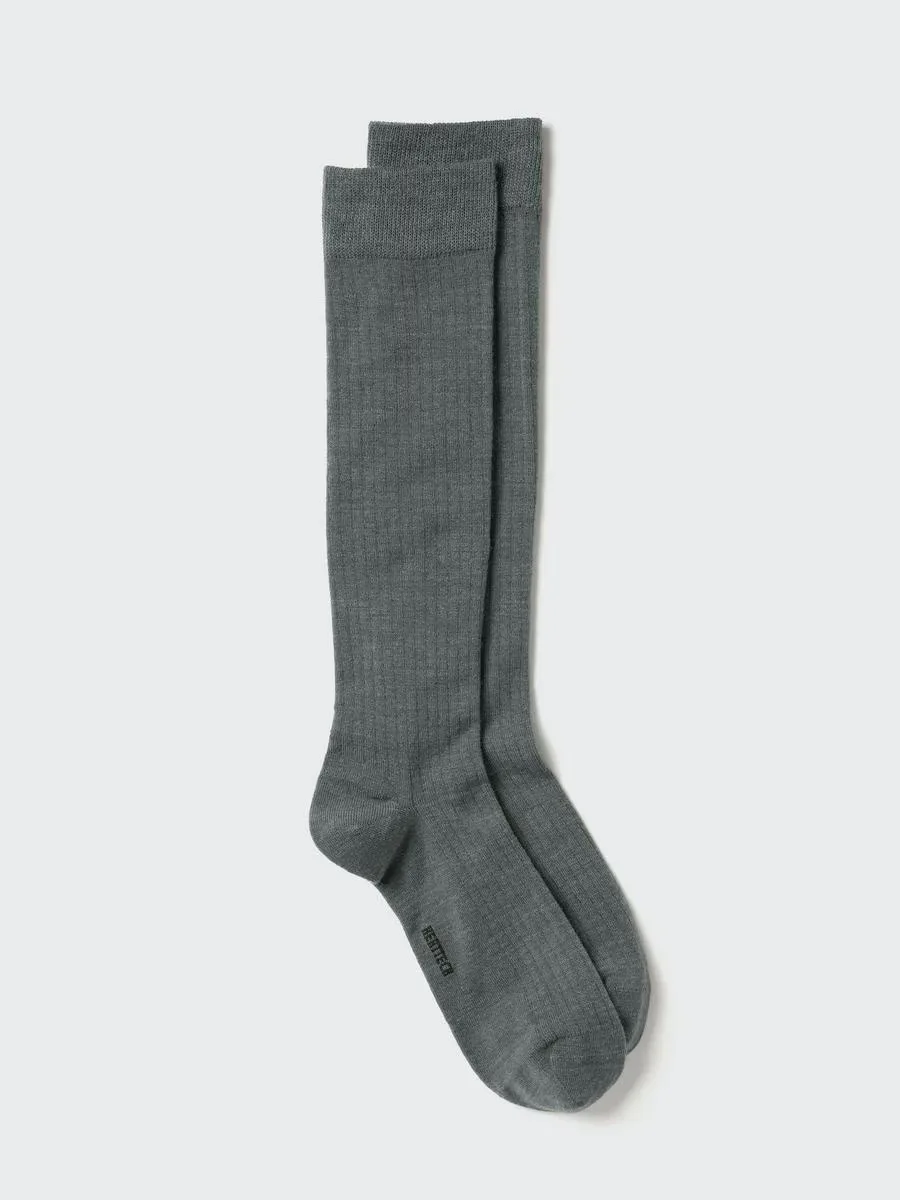 Heattech Wide Ribbed Knee High Socks with Odor Control by UNIQLO