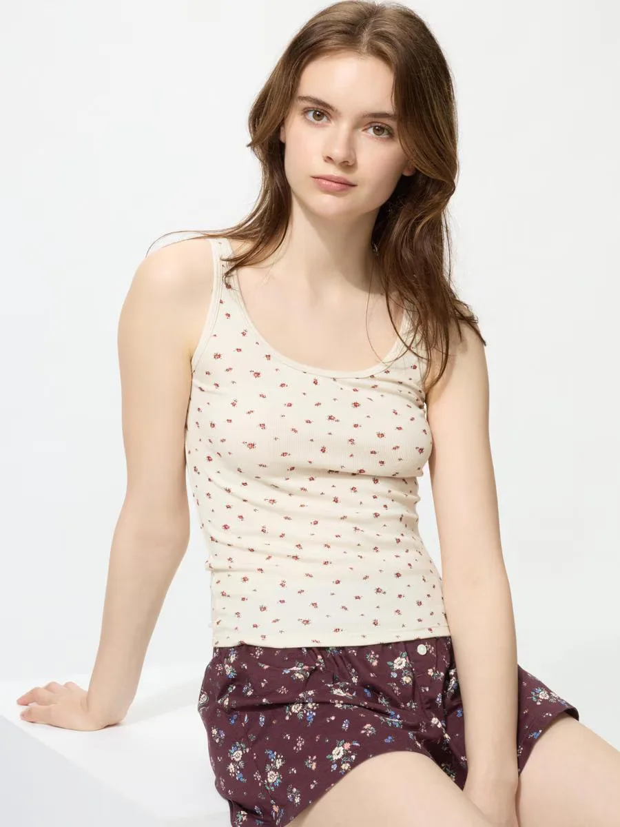 Ribbed Sleeveless Top Flower by UNIQLO