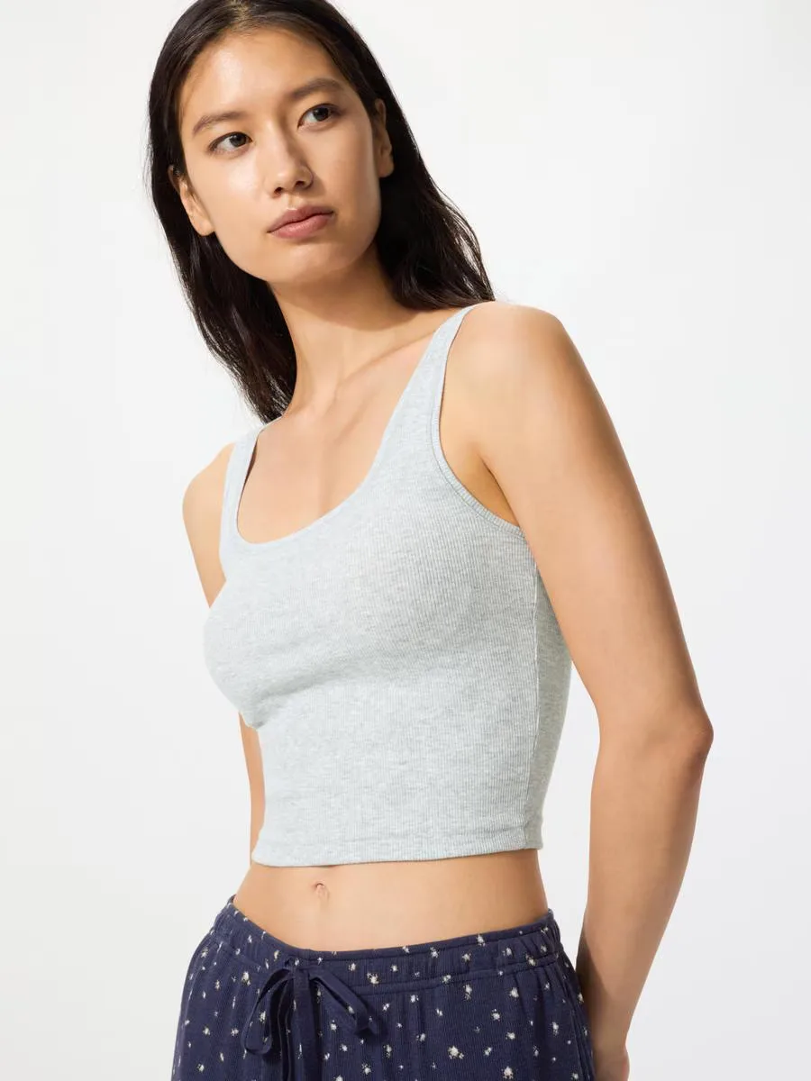 Cropped Square Neck Sleeveless Top by UNIQLO
