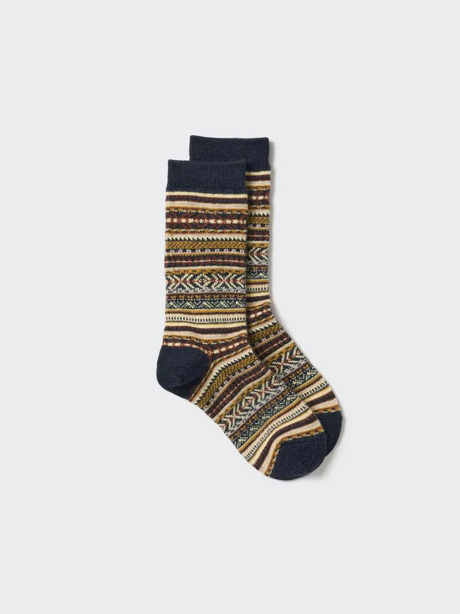 Heattech Socks Fair Isle with Odor Control