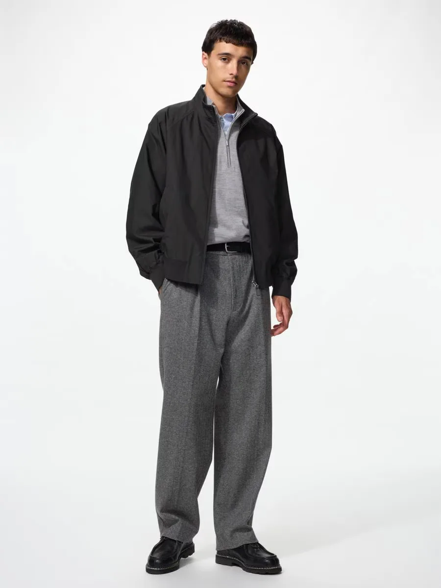 Pleated Wide Pants Herringbone by UNIQLO