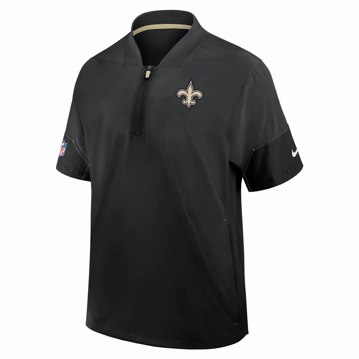 New Orleans Saints Sideline Coach NFL 1/2-Zip Short-Sleeve Hooded Jacket by Nike